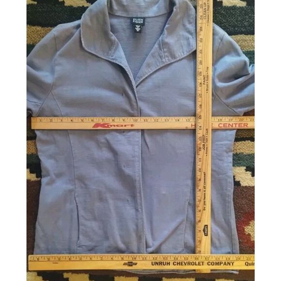 Eileen Fisher Vintage 100% Cotton Knit Pocketed Purple -Blue Jacket Women's M - Picture 5 of 13